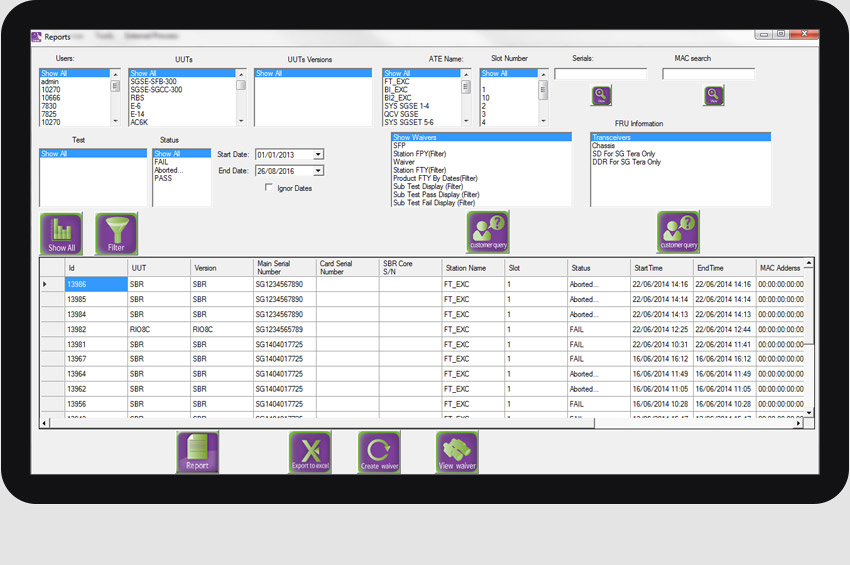 הדיווחים נשמרים בבסיס הנתונים. ניתן לאתרם דרך סינון או שאילתה. הדיווחים נפתחים בפורמט HTML, אך ניתן לשמור אותם גם בפורמטים של וורד או אקסל.