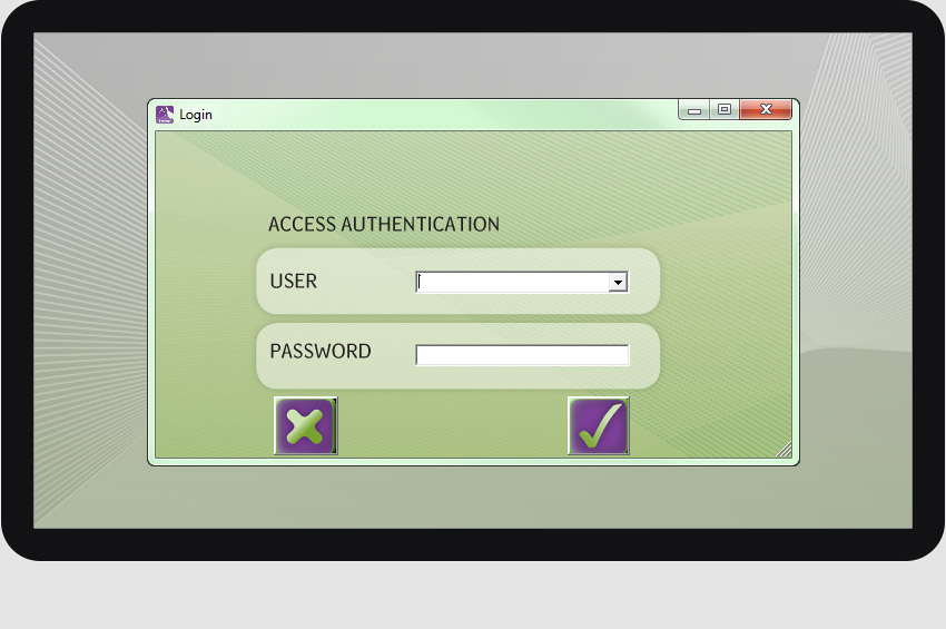 מסך לשם משתמש וסיסמה. לכל משתמש/ת רמת הרשאה משלו/ה.